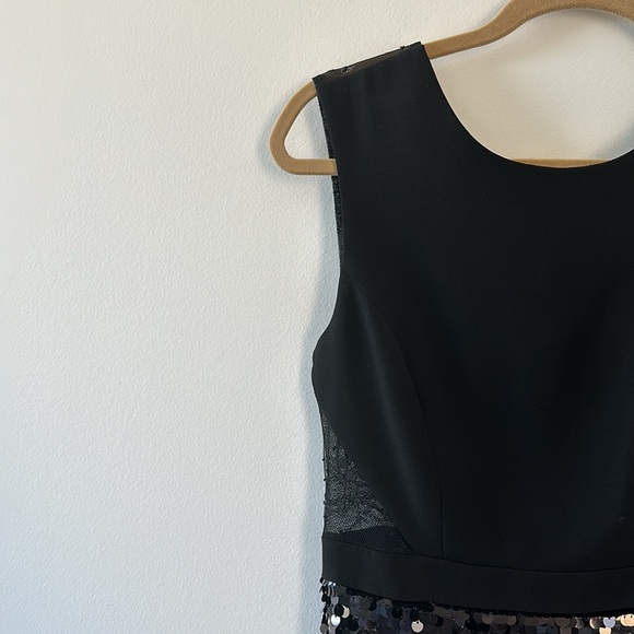 BCBG MaxAzria size 6 black sequence & lace dress - Picture 8 of 10